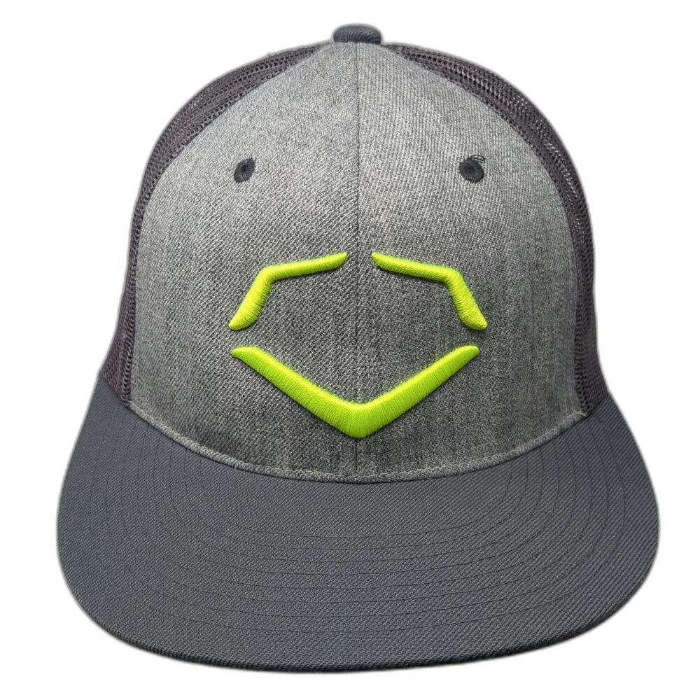 EvoShield Trucker Hat Gray Yellow OSFM Mesh Back Snapback Underbrim Logo Sport